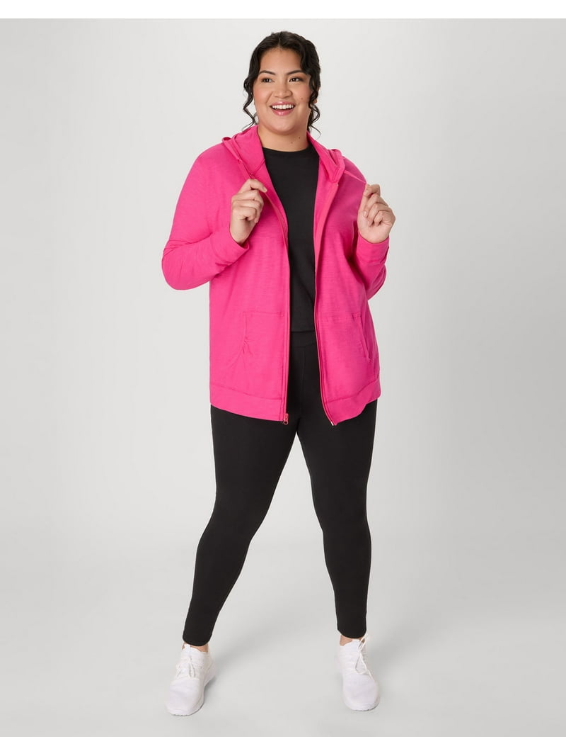 Hanes Just My Size Women's Full-Zip Slub Hoodie (Plus ) Amaranth