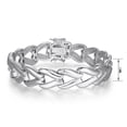 thumbnail image 3 of Women's Rhodium-Plated Brass High-Polish Chevron Link Bracelet, 7.5", 3 of 4