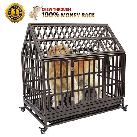 Orno Ttobe Heavy Duty Dog Crate Strong Metal Pet Kennel Playpen With Orno Ttobe Heavy Duty Dog Crate Strong Metal Pet Kennel Playpen With Two Prevent Escape Lock Large Dogs Cage Wheels Black