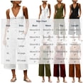 thumbnail image 3 of IUYRTFE Women Cotton Linen V Neck Button Down Jumpsuit Sleeveless Wide Leg Romper with Pockets, 3 of 6