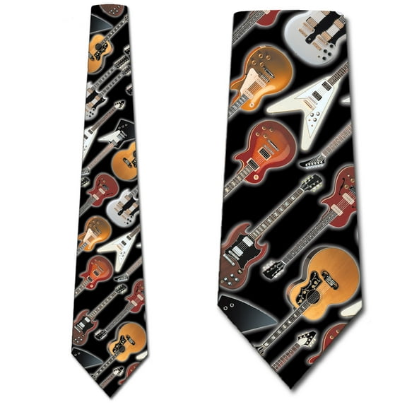 Guitar Ties Mens Electric Acoustic Necktie