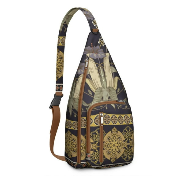 Retro Floral Crossbody Sling Bag - Chic Bohemian Paisley Print, Compact Lightweight Hiking Pack with Adjustable Straps