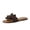 Brown, variant on Gemma Knit Flat Slides for Women, Square Toe Sandals with Woven Flower Detail and Memory Foam