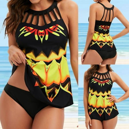 

Swimwear For Women Women Slim Cross Sport Bra Vintage Printed Beach Beachwear Swim Tankini Set Bandeau Bandage Bikini Push Up Swimwear Bathing Suit Two Pieces Swimsuits Swimdress