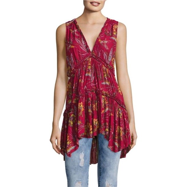 Free People Blusa tipo túnica estampada Haze para mujer, Púrpura, Small Free People Sayo