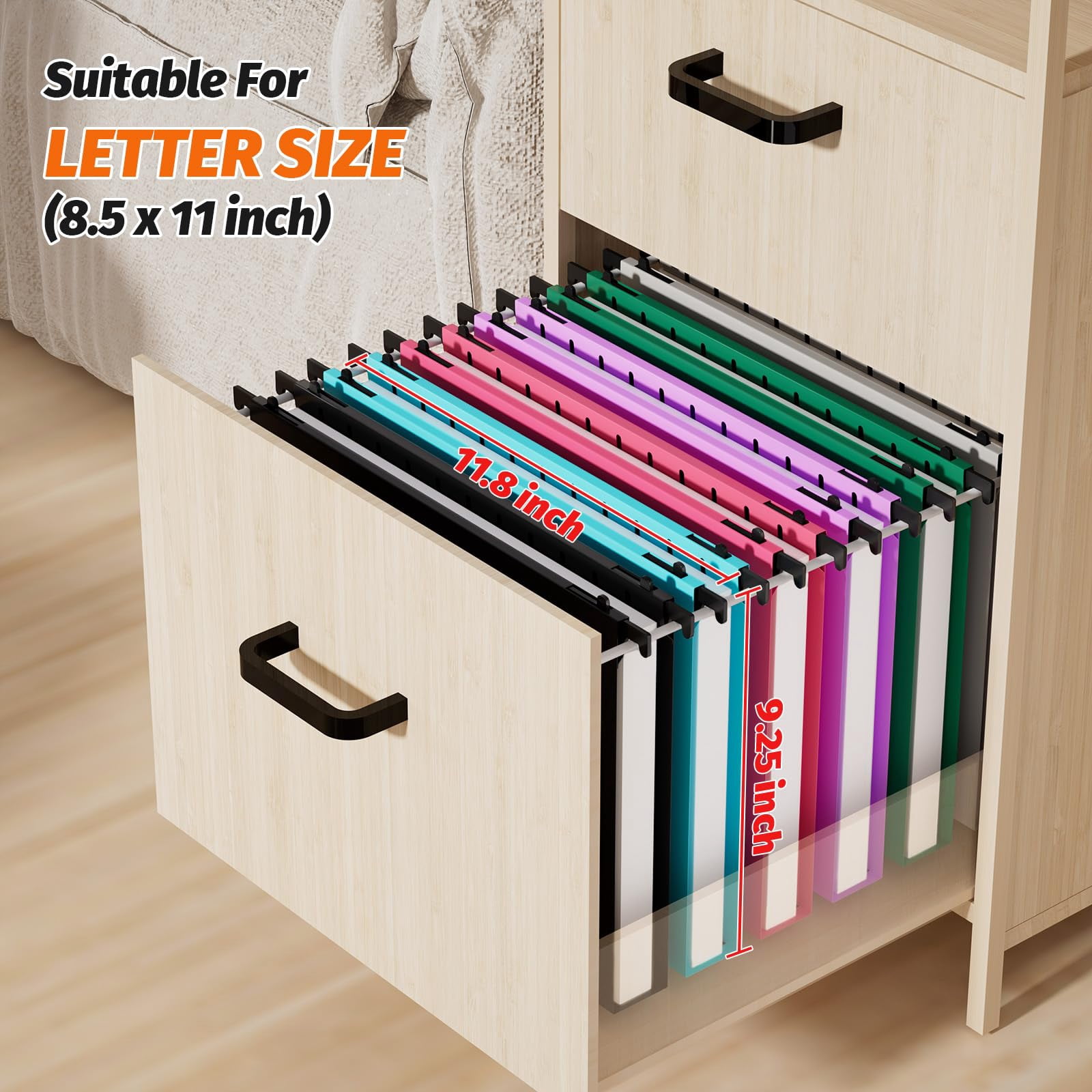 Extra Capacity Plastic Hanging File Folders 12 Pack Reinforced Hang Folder Heavy Duty 1 Inch Expansion Filing Cabinet Letter Size For Bulk Files/medical Charts (no Sealed  Assorted Colors)