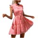 thumbnail image 1 of Vestido estampado de verano para mujer Vestido ajustado de manga corta con cuello en V Vestido de playa Vestido de sol Vestido midi fluido con volantes Fridja  hjkh7030, 1 of 5