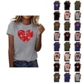 thumbnail image 1 of T-shirts de la Saint-Valentin pour Femmes 2026 Mode Manches Courtes Col Rond Cœur Graphique, 1 of 4