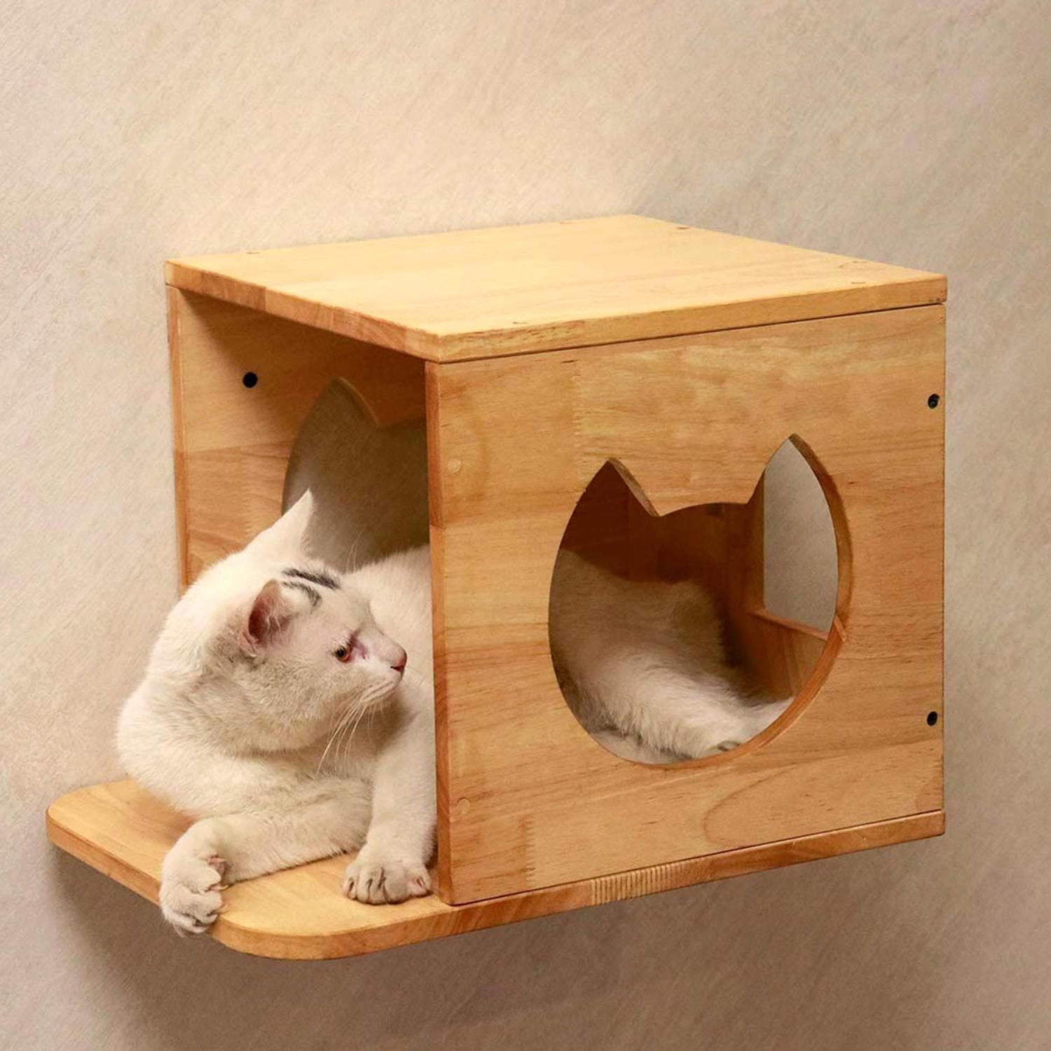 PETOMG Cat Shelf Wall, Cat Climbing Wall, DIY Cat Shelves | Cat Wall Mounted Set | Rubberwood