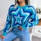 thumbnail image 4 of Suéter de manga larga con estrellas de colores contrastantes de moda europea y americana para otoño e invierno, ropa para mujer, 4 of 6