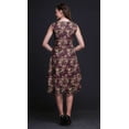 thumbnail image 2 of Bimba Purple Leaves & Camellias Floral Women Casual Sleeveless Floral Print Summer Swing Midi Dress-Large, 2 of 6