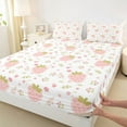 thumbnail image 3 of Homewish Cartoon Strawberry Teen Bed Sheets, Rustic Floral Flower King Sheets, Kawaii Princess Ttyle Sheet Set, Microfiber Bedroom Decor, 4pcs, 3 of 7