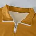 thumbnail image 6 of Domuza Men's Quarter Zip Pullover Long Sleeve Stand Collar Casual Sweatshirt Fall Lightweight Loose Fit Cotton Solid Polo Sweater with Pocket Earthy Yellow S, 6 of 6
