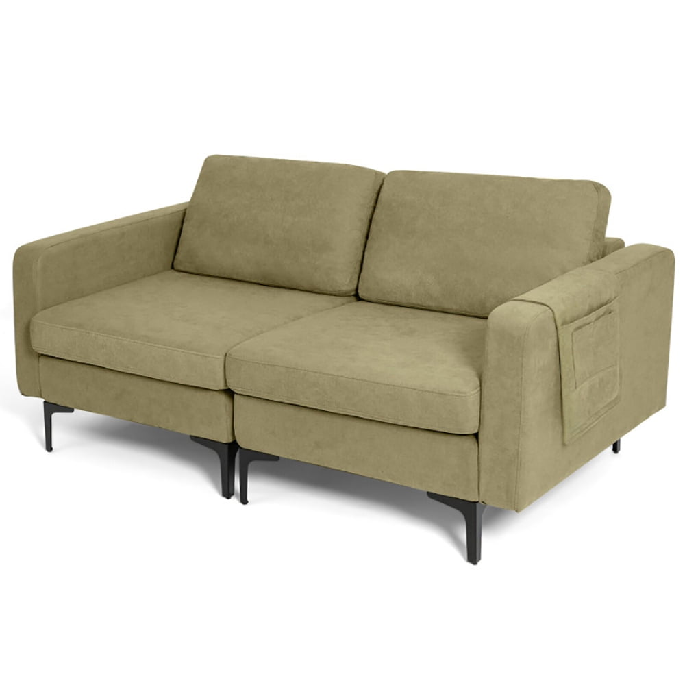 Finihen Loveseat Sofa, Modern Loveseat Sofa Couch with Side Storage Pocket and Sponged Padded Seat Cushions, for Living Room, Bedroom, Green Finihen Loveseat Sofa, Modern Loveseat Sofa Couch with Side Storage Pocket and Sponged Padded Seat Cushions, for Living Room, Bedroom, Green