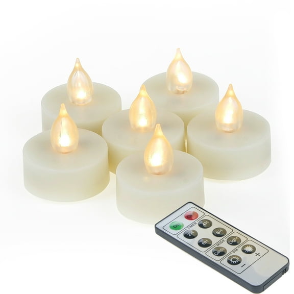 6 Pack Flickering Battery Operated Tea Light with Remote Timer, Flameless Electric Led Bright Votive Tealight Little Candles for Pumpkin Christmas Celebration Wedding Party Home Decoration, Warm White