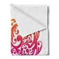 thumbnail image 2 of Orange and Pink Soft Flannel Fleece Blanket, Vibrant Abstract Heart with Ornament Pattern Swirls Curls Scroll Style, Cozy Plush for Indoor and Outdoor Use, 50" x 60", Magenta Orange, by Ambesonne, 2 of 5
