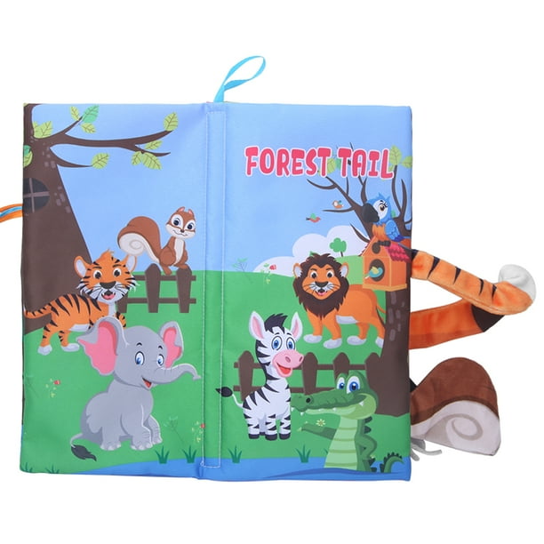 Libro de tela para bebé, Libro de tela de animales de dibujos animados lavable para bebé Libro de tela suave Artesanía excepcional