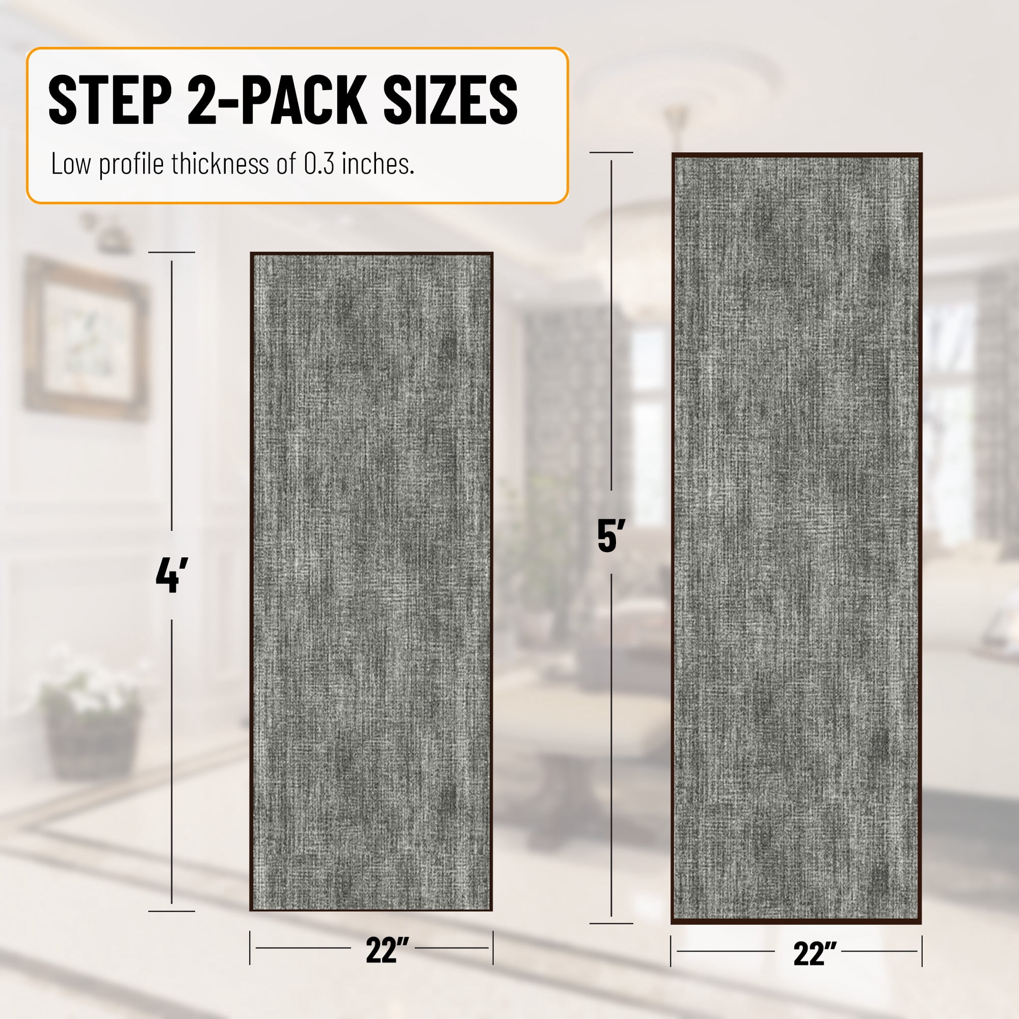 Ottomanson 2-Piece Kitchen Rug Set, Non-Slip Washable Hallway Runner & Floor Mat for Sink 22.5" x 48" + 22.5" x 60" Solid Brown
