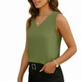 thumbnail image 6 of Women's Solid Color Linen V-Neck Tank Fashion Solid Color Back Pleated Sleeveless T-Shirt Womens Loose Casual Tank Tops Sleeveless Summer Tops, 6 of 9