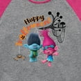 thumbnail image 3 of Trolls Movie - Halloween - Poppy & Branch - Happy Trolloween - Toddler And Youth Girls Raglan Graphic T-Shirt, 3 of 4