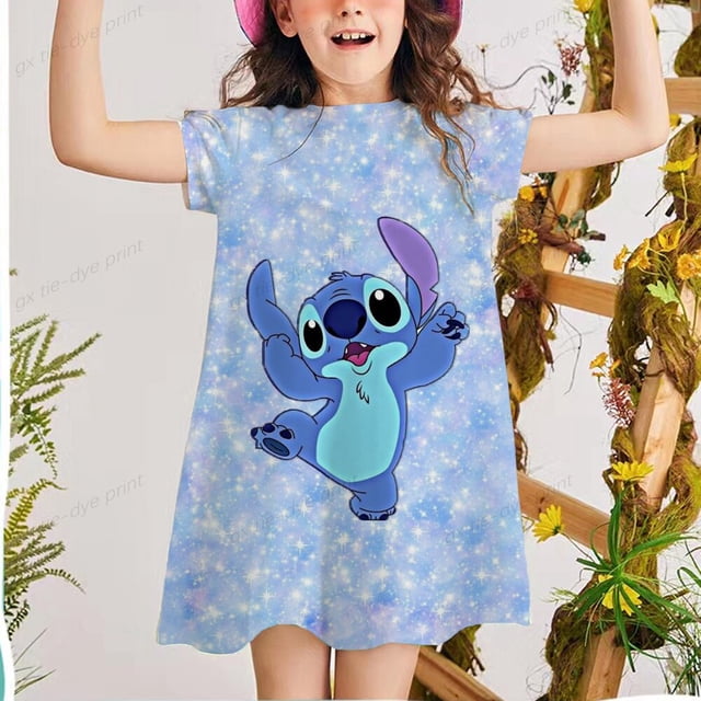 Lilo de Disney & Stitch dibujos animados estampado bebé niños niñas niños vestido lindo fiesta de cumpleaños princesa vestido de Navidad para bebé Girls7T Gao Jinjia LED