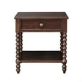 thumbnail image 2 of Exquisite Acacia Wood One Drawer Nightstand - Deep Brown Finish, Turned Legs, Ample Storage Space - Easy Assembly - Enhance Your Bedroom with Elegance and Functionality, 2 of 3