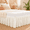 Cream, variant on W Wrap Around Black Twin Size Bed Skirt 14 Inch Drop, Elastic Dust Ruffle Easy to Put On, Solid Bedskirt Polyester Fabric Machine Washable Dryable and Ironable