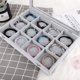 thumbnail image 4 of Organizador de joyas, caja de almacenamiento de 12 rejillas con tapa de metal, caja de almacenamiento de joyas para relojes, anillos, aretes, pulseras, color gris, 4 of 5