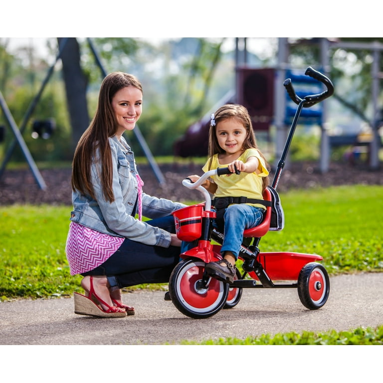 Schwinn Easy-Steer Tricycle with Push/Steer Handle, Ages 2 - 4, Red & White, Toddler Bike Schwinn Easy-Steer Tricycle with Push/Steer Handle, Ages 2 - 4, Red & White, Toddler Bike