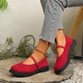 thumbnail image 4 of Rokment Vintage Mary Jane Shoes for Women 2026 Spring Fall Suede Casual Platform Chunky Low Heel Ballet Flat Walking Uniforms Dress Loafers Red Size 6.5, 4 of 6