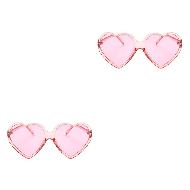 Minnieouse Gafas de sol de corazón para mujer, gafas de sol de ojo de gato, gafas Retro de amor en forma de corazón, gafas de sol de compras rosado 2Conjunto