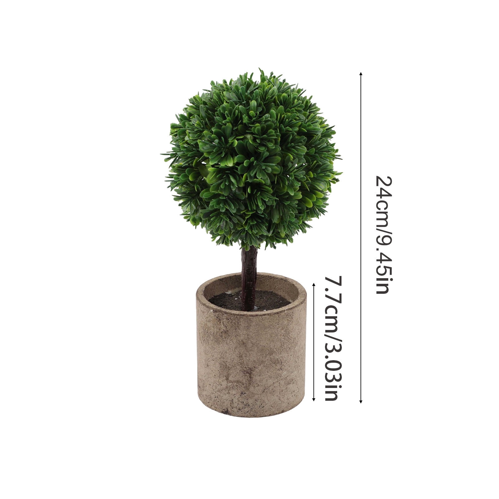 RuiJiao Artificial Green Grass Ball Potted, Fake Shrubs Ball Plant Decoration, Faux Small Boxwood Topiary, Home Office Desk Table Room