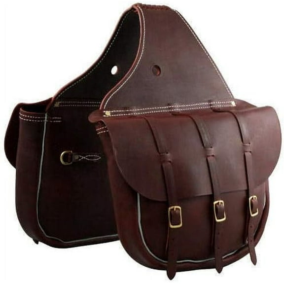 Horse Saddle Bag Cowhide Genuine Leather Western Equestrian Trail Simple Horse Saddle Bag Pack Equipment Horse Saddle Bags Size: 10” L x 10” W x 3 ½” D