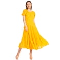 thumbnail image 5 of Sakkas Cotton Crepe Smocked Peasant Gypsy Boho Renaissance Mid Length Dress - P-Tangerine - One Size, 5 of 5