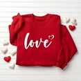 thumbnail image 3 of Aoiroe Cute Sweatshirts Oversized Pullover For Women Fall Sweaters Crew Neck Sweatshirts Women Valentines Sweatshirt Warm Pullover For Women Winter Outfits Workout Hoodies For Women Red 2XL, 3 of 4