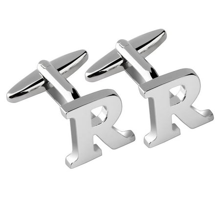 - Men's Initial R Alphabet Letter Silver Copper Cufflinks Fathers Day Wedding Birthday Party Cuff Links