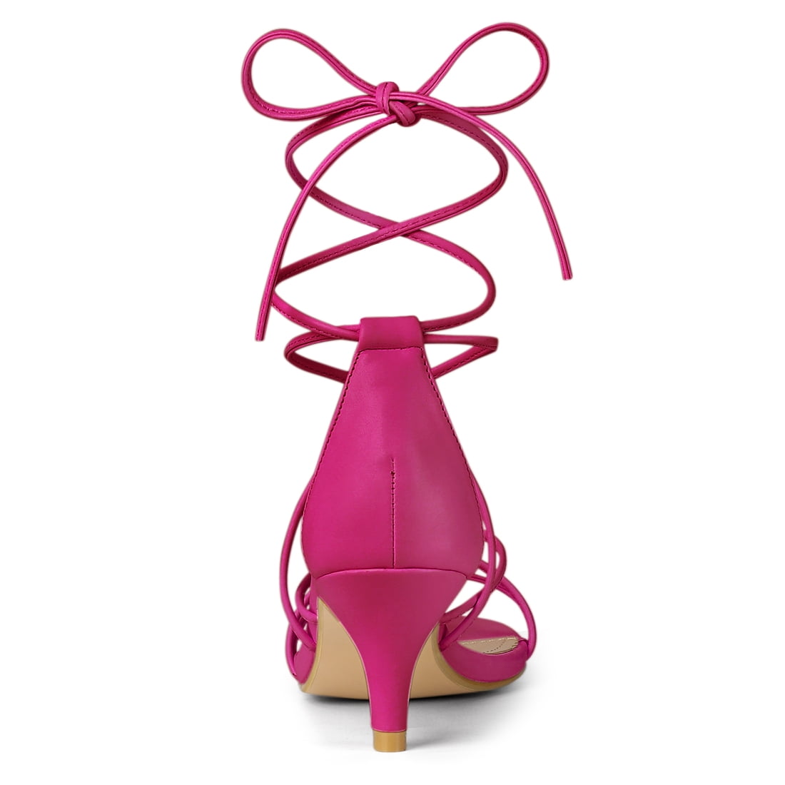 DARING DIVA Women's Strappy Kitten Heel Lace Up Sandals Hot Pink 8.5
