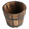 thumbnail image 4 of TEHAUX Rustic Planter Wood Barrel Assorted Color for Garden 1Set, 4 of 8