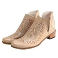 thumbnail image 4 of IUJSOY Women's Cowboy Boots Ankle Western Embroidered Stitched Cutout Stacked Heels Short Booties, 4 of 5