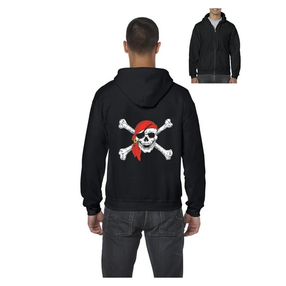 IWPF - Men's Sweatshirt Full-Zip Pullover - Jolly Roger Skull & Crossbones