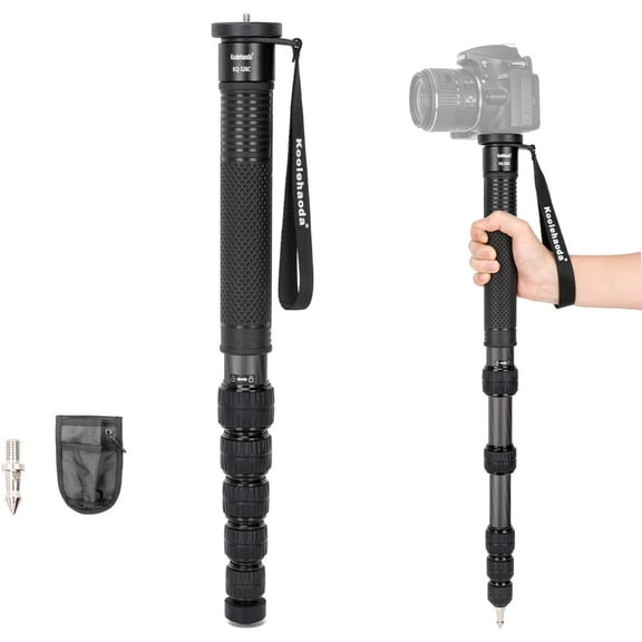 Koolehaoda 69-Inch Carbon Fiber Monopod for DSLR Cameras - 32mm Tube Unipod Stick, Lightweight Portable Travel, 33Lbs Payload Capacity