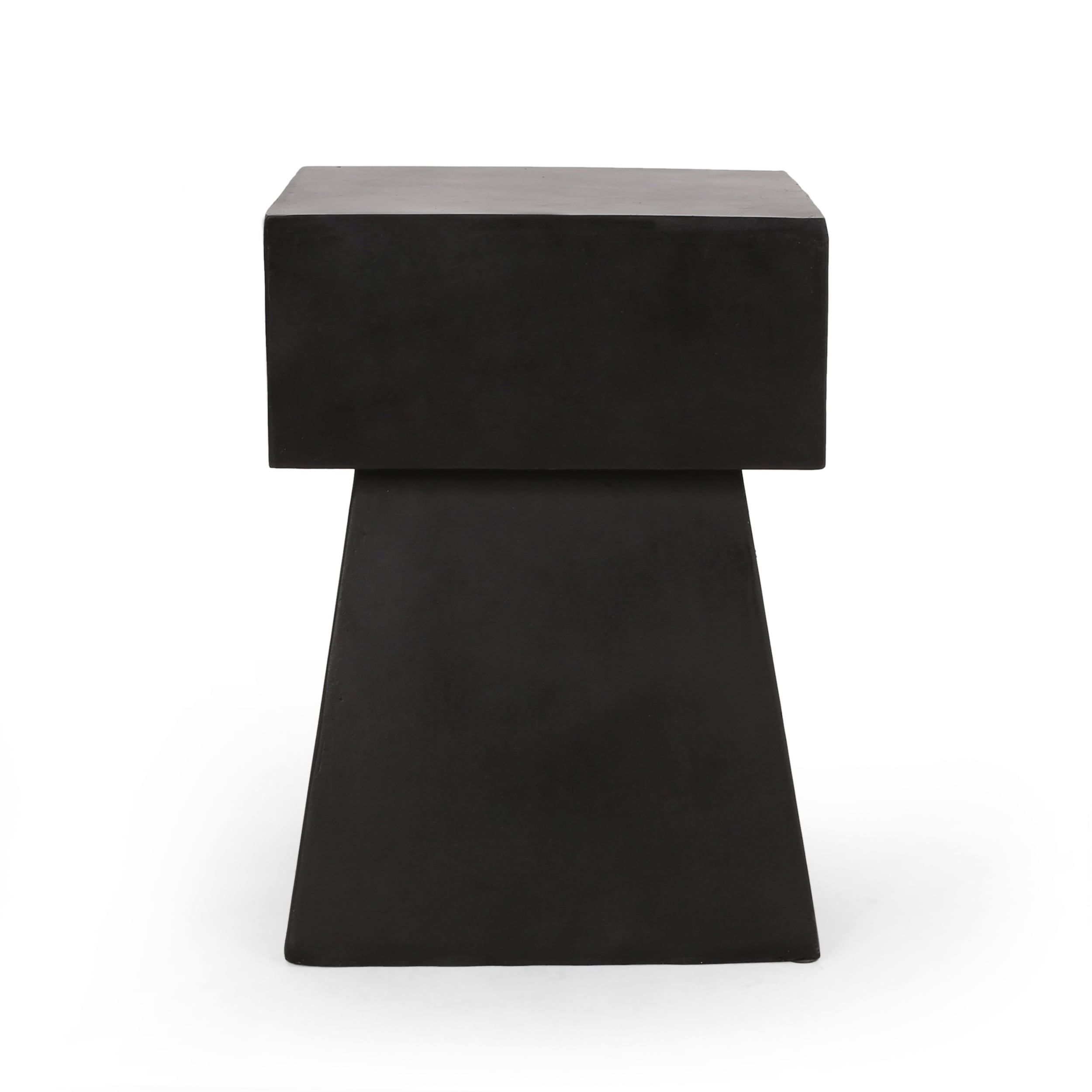 Outdoor Simple Craft Side Table, Concrete Leisure Accent Table for Patio Garden, Black