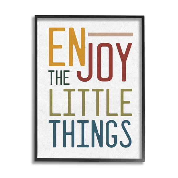 Stupell Industries Enjoy The Little Things Quote Blue Red Typography Inspirational Painting Black Framed Art Print Wall Art, 11 x 14