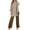 Khaki, variant on Women's 2 Piece Outfits Wide Leg Blouse Pockets Elastic Pants Sets Casual V Neck Shirt Trousers Fashion Streetwear