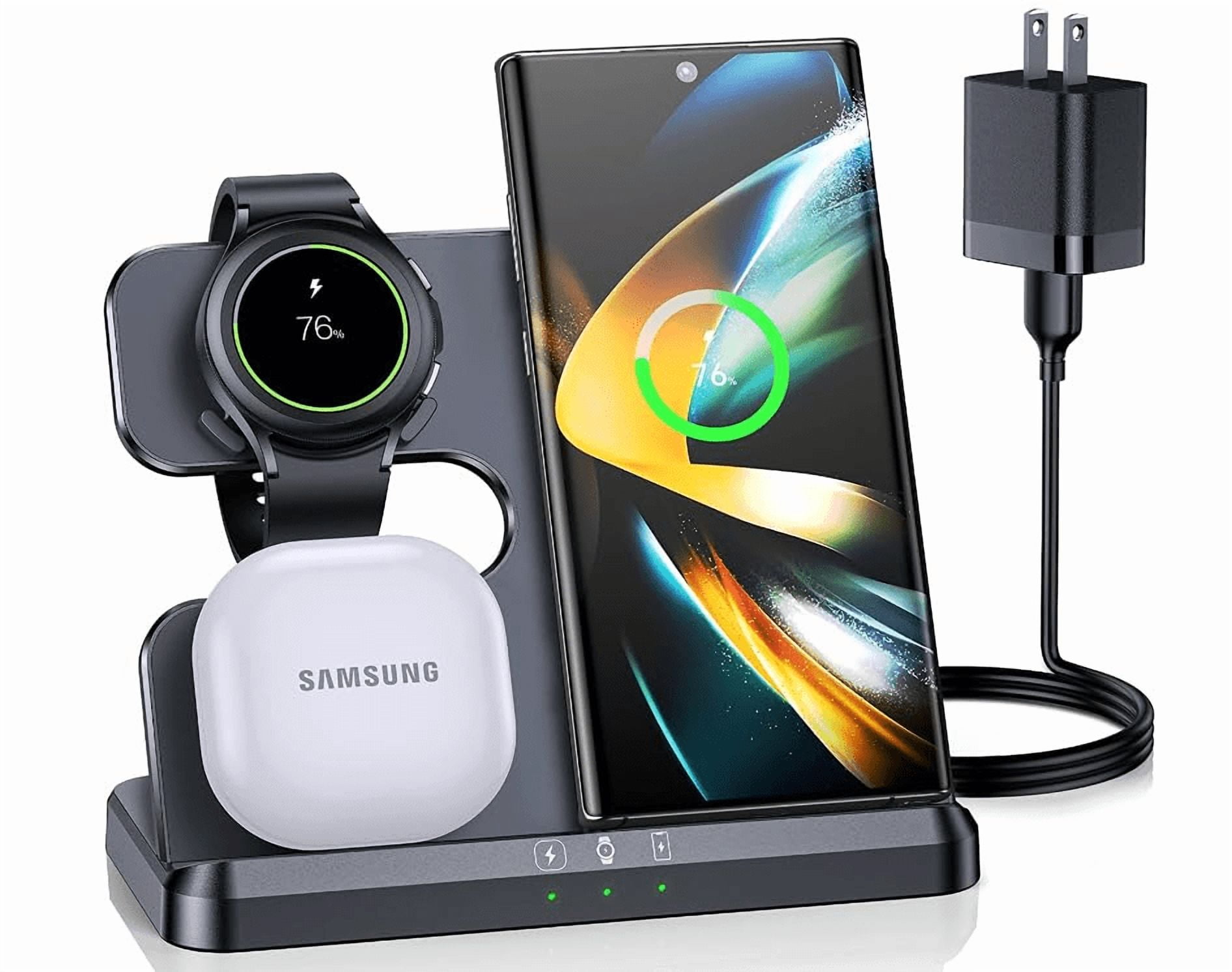 Wireless Charger for Samsung Charging Station & Android Multiple Devices 3 in 1 Fast Charger Stand for Phone Galaxy Z Flip 5/4/3 Z Fold S24 S23 Ultra S22 S21 S20, Galaxy Watch 6/5 Pro/4/3, Buds