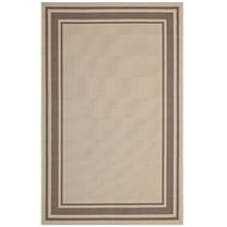 Ergode Rim Solid Border 8x10 Indoor and Outdoor Area Rug - Light and Dark Beige