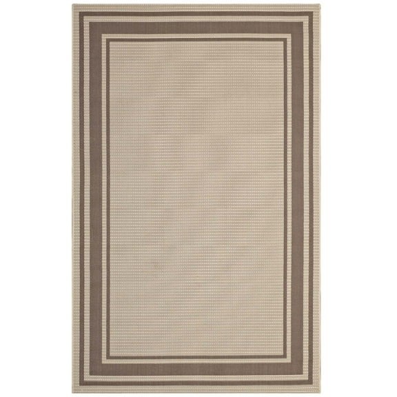 Ergode Rim Solid Border 5x8 Indoor and Outdoor Area Rug - Light and Dark Beige