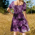 thumbnail image 4 of Geode Agathe Amethyst purple and light pink magic mineral rock slice in half with pastel purple and violet crys Sleeveless Dress, 4 of 7