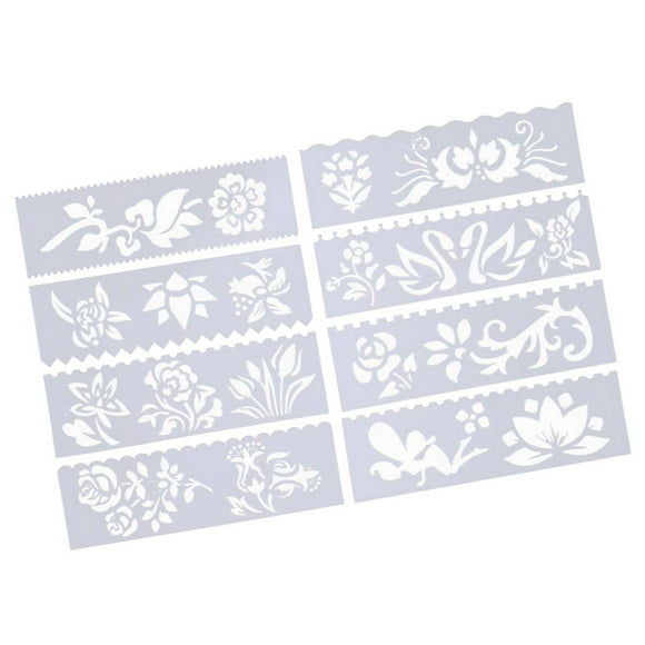 8 Pieces Journal Stencil Planner Drawing Template Stencil Rulers Set for Flowers