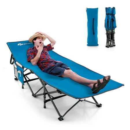 Lit De Camping Pliant Pour Adulte – Oxford Gris, Acier – Compact Avec Poche Latérale